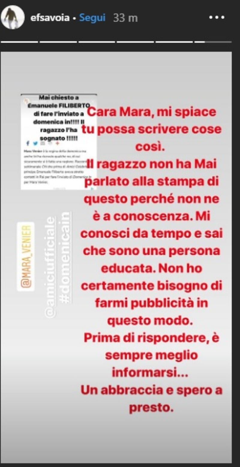 Emanuele Filiberto dichiarazione social