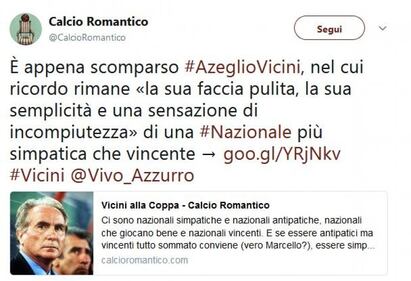 Il cordoglio social per la morte di Vicini 8