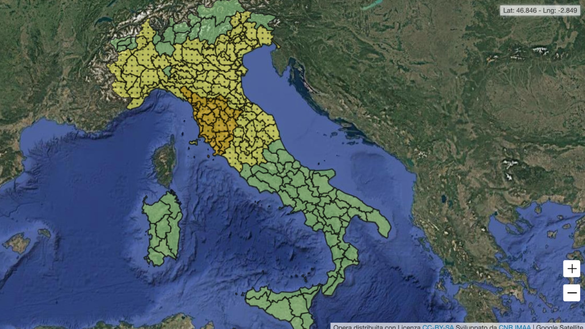 Mappa Italia della Protezione civile