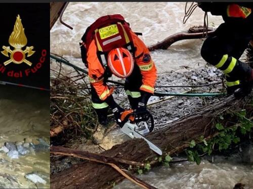 Maltempo, morto vigile del fuoco: un disperso in Piemonte. Esonda il Roya a Ventimiglia