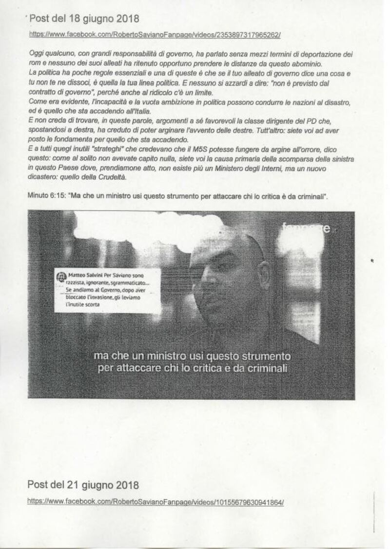 La querela di Salvini a Saviano 7