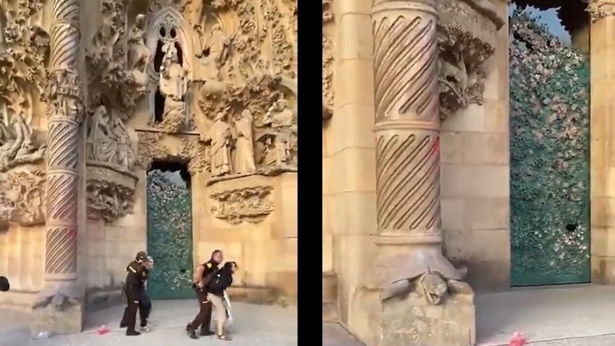 Vernice rossa sulla facciata della Sagrada Familia: il nuovo blitz degli ambientalisti