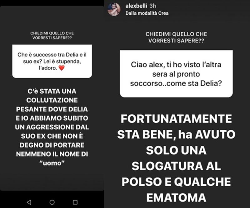 Alex Belli dichiarazione social