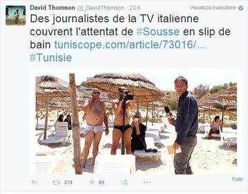 Tunisia, giornalista Sky sulla spiaggia del massacro con operatori in mutande 2