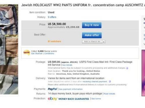 All'asta su eBay i cimeli dell'Olocausto
