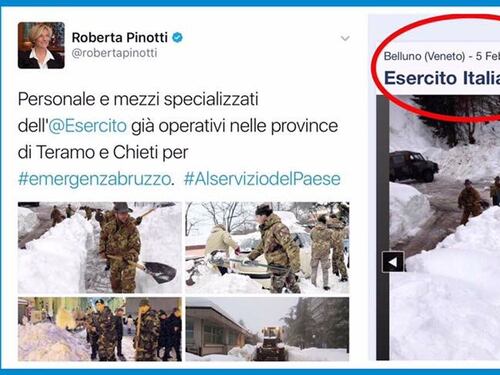 Gaffe della Pinotti: "Esercito già in Abruzzo", ma la foto è vecchia