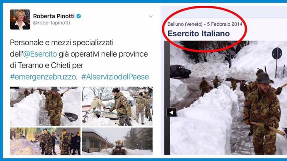 Gaffe della Pinotti: "Esercito già in Abruzzo", ma la foto è vecchia