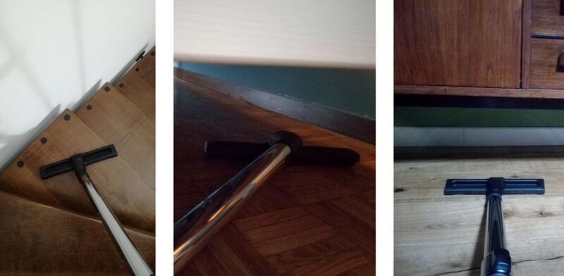 Aspirapolvere e pavimento in legno