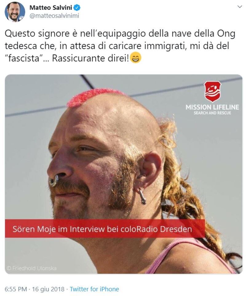 Il tweet incriminato