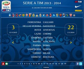 Ecco il calendario del campionato di serie A 13