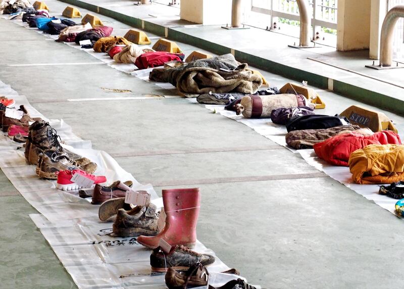 Le scarpe delle vittime del Transasia
