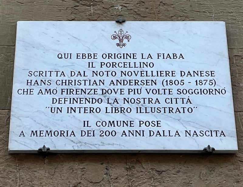 Targa dedicata ad Andersen a Firenze