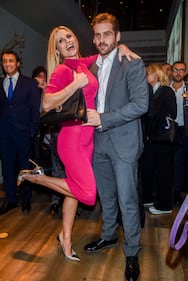 Michelle Hunziker e Tomaso Trussardi alla presentazione della nuova borsa LOVY a Milano (2016)