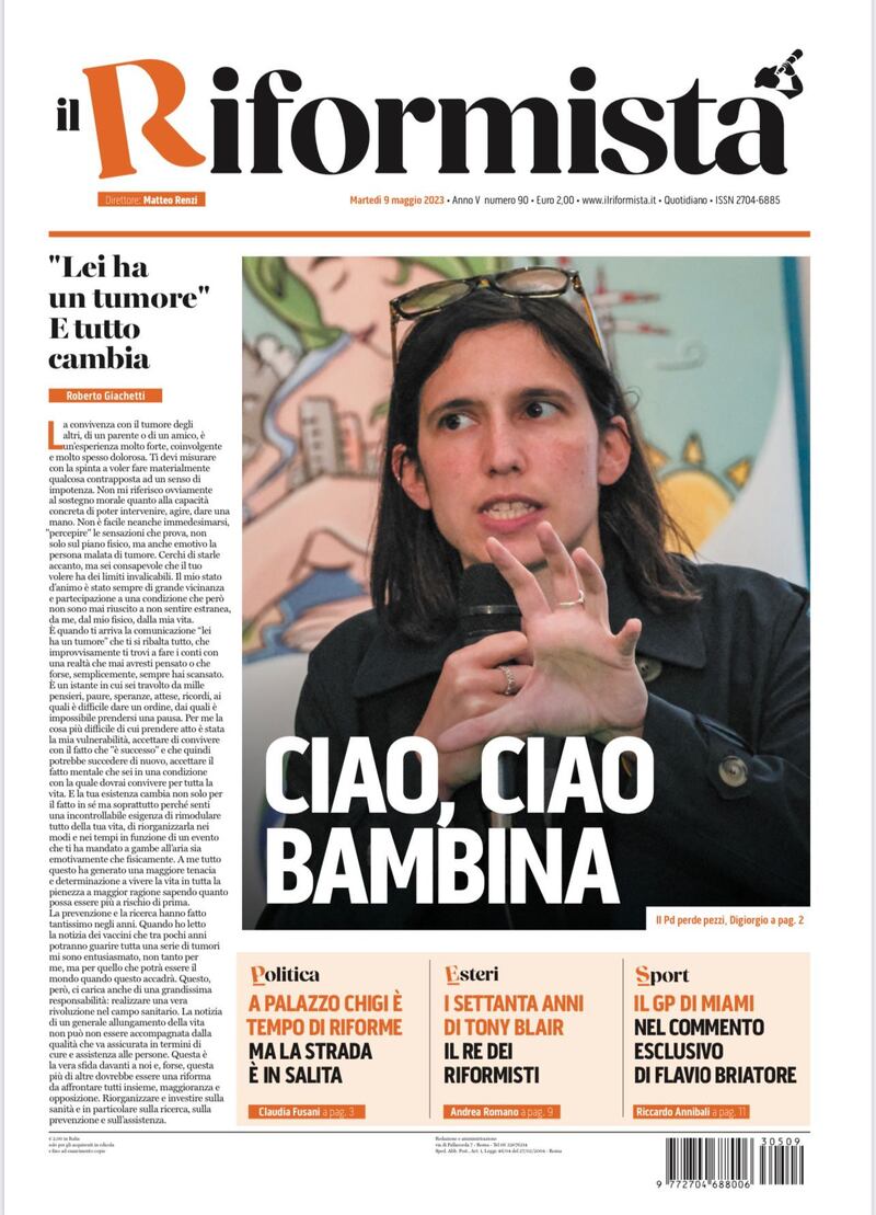 Prima pagina del Riformista