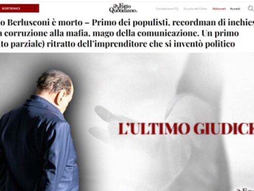 L'ignobile articolo del Fatto Quotidiano su Silvio Berlusconi