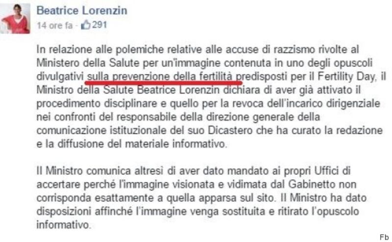 Lorenzin gaffe