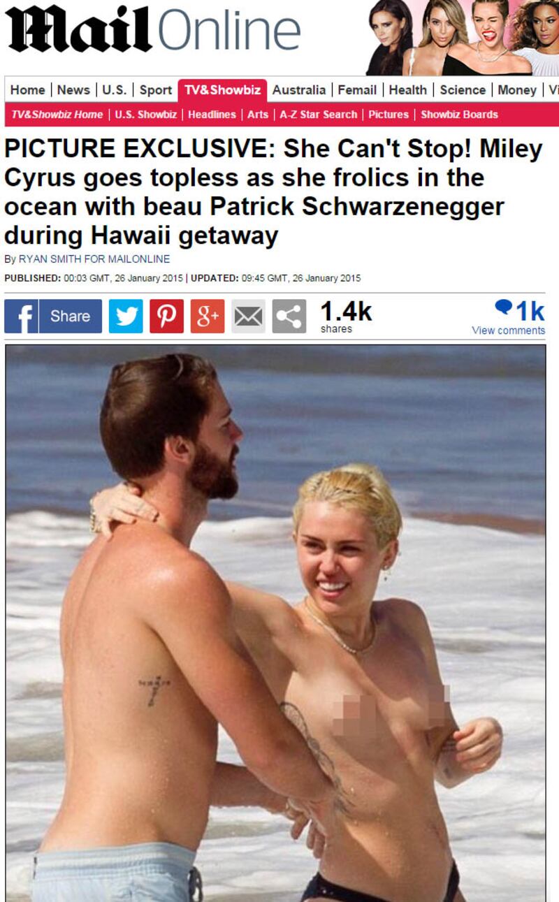 Miley Cyrus nuda sul Daily Mail 1