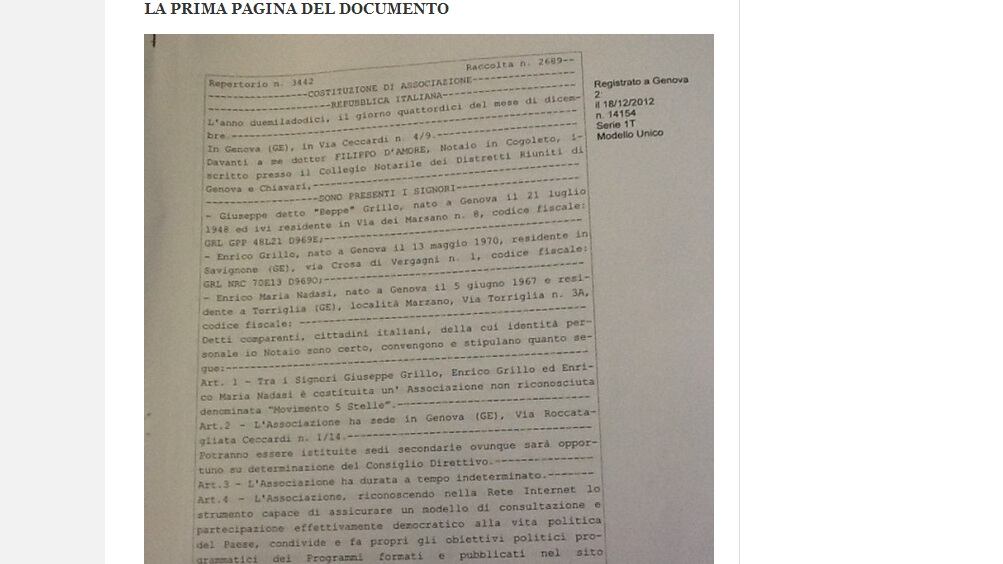 Ecco la democrazia del M5S: Grillo è il presidente e suo nipote il vice