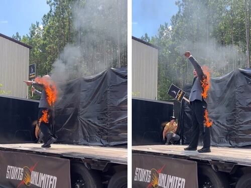 Hollywood, la protesta della controfigura di Harrison Ford: si dà fuoco sul palco