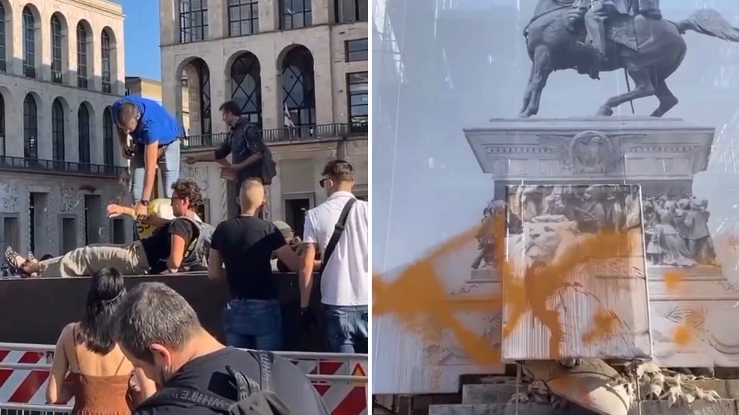 Non c'è pace per il monumento in Duomo: gli eco-vandali colpiscono ancora