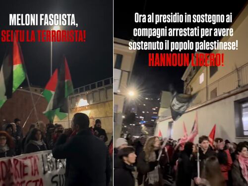 "Meloni fascista, sei tu la terrorista". I cori choc contro il premier durante il presidio per Hannoun