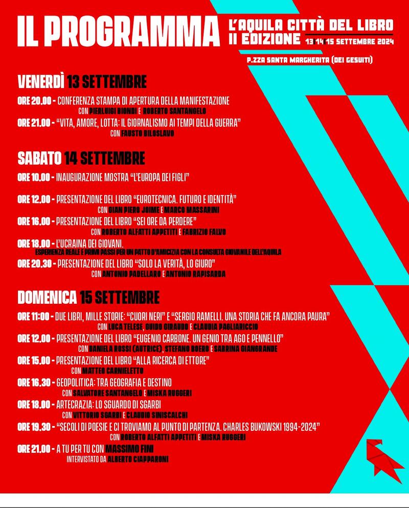 Programma dell'L’Aquila Città del Libro 2024