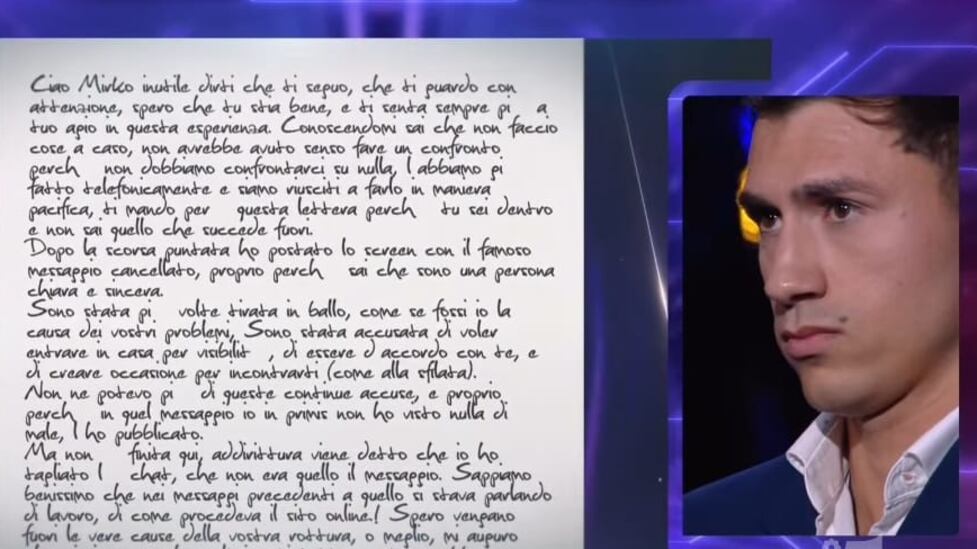 “Sei stato l’amore più grande della mia vita…” L’inaspettata lettera di Perla Vatiero per Mirko Brunetti al GF 23