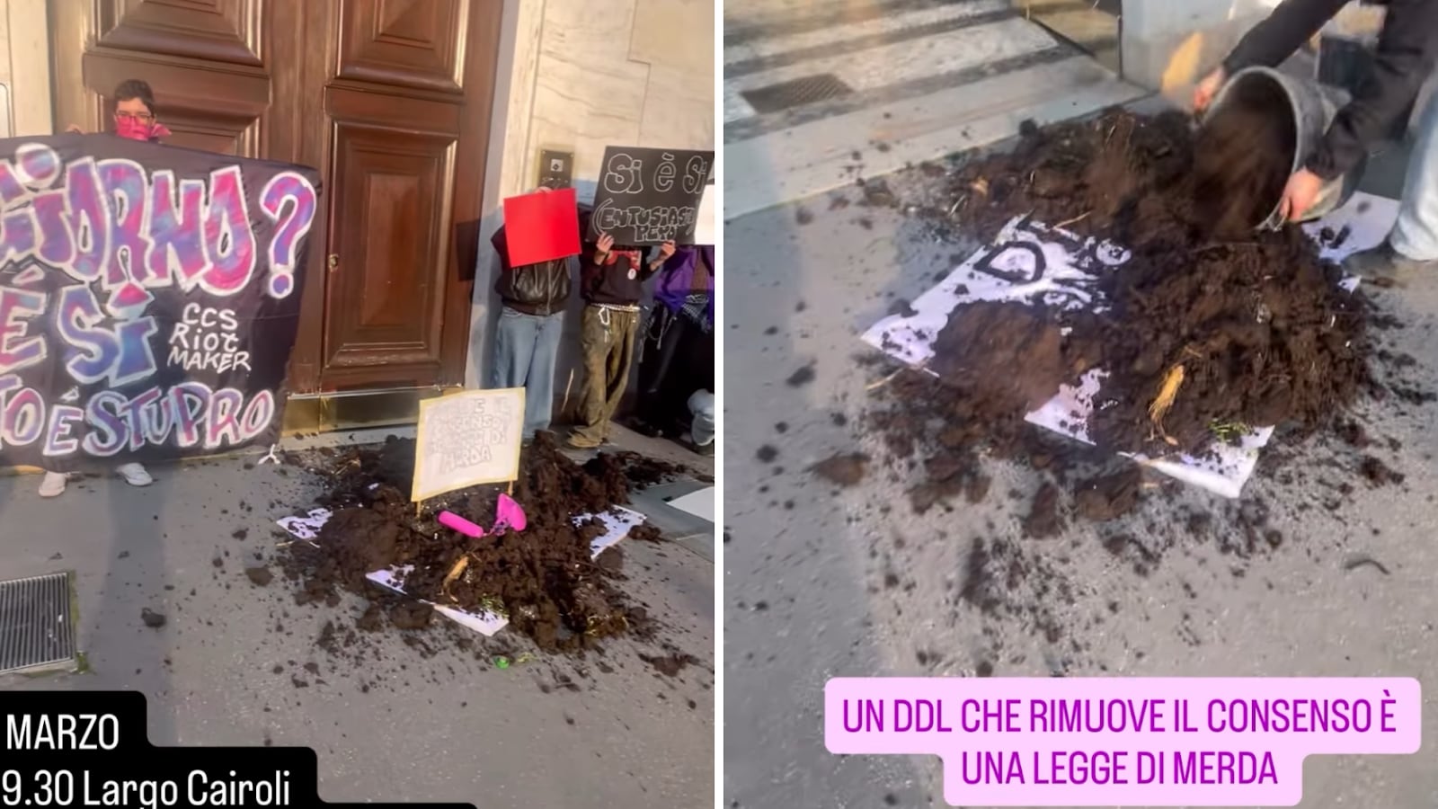 Giulia Bongiorno sotto attacco. Non una di meno scarica letame davanti all’ufficio della senatrice