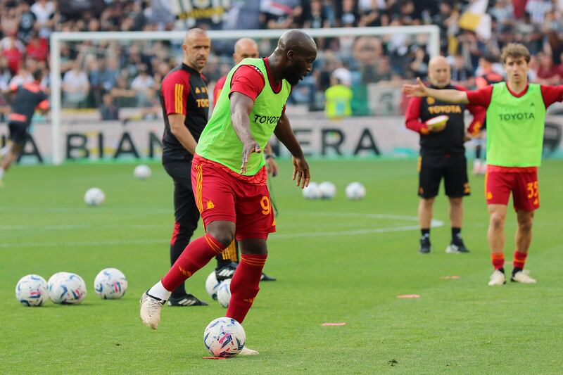 Lukaku riscaldamento Udinese Roma