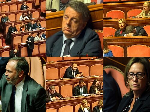 Tra smorfie e sorrisi i parlamentari ascoltano la Meloni - Guarda le foto