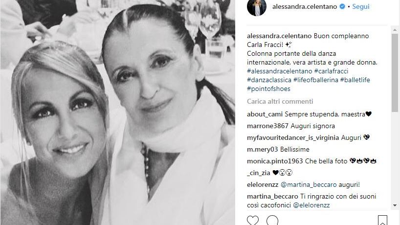 Celentano, messaggio alla Fracci: "Una colonna portante"