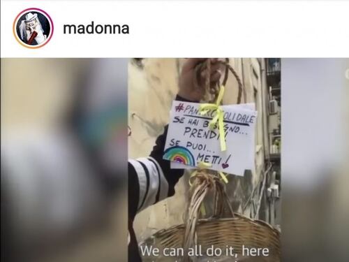Il paniere solidale fa il giro del mondo: la pop star Madonna pubblica il video su Instagram