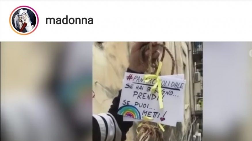Il paniere solidale fa il giro del mondo: la pop star Madonna pubblica il video su Instagram