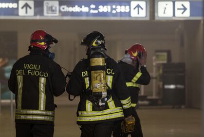 Incendio all'aeroporto di Fiumicino 1