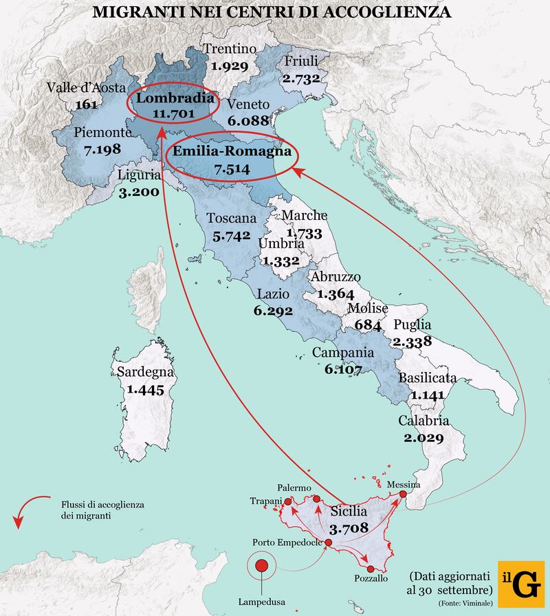 I migranti nei centri d'accoglienza in Italia - INFOGRAFICA