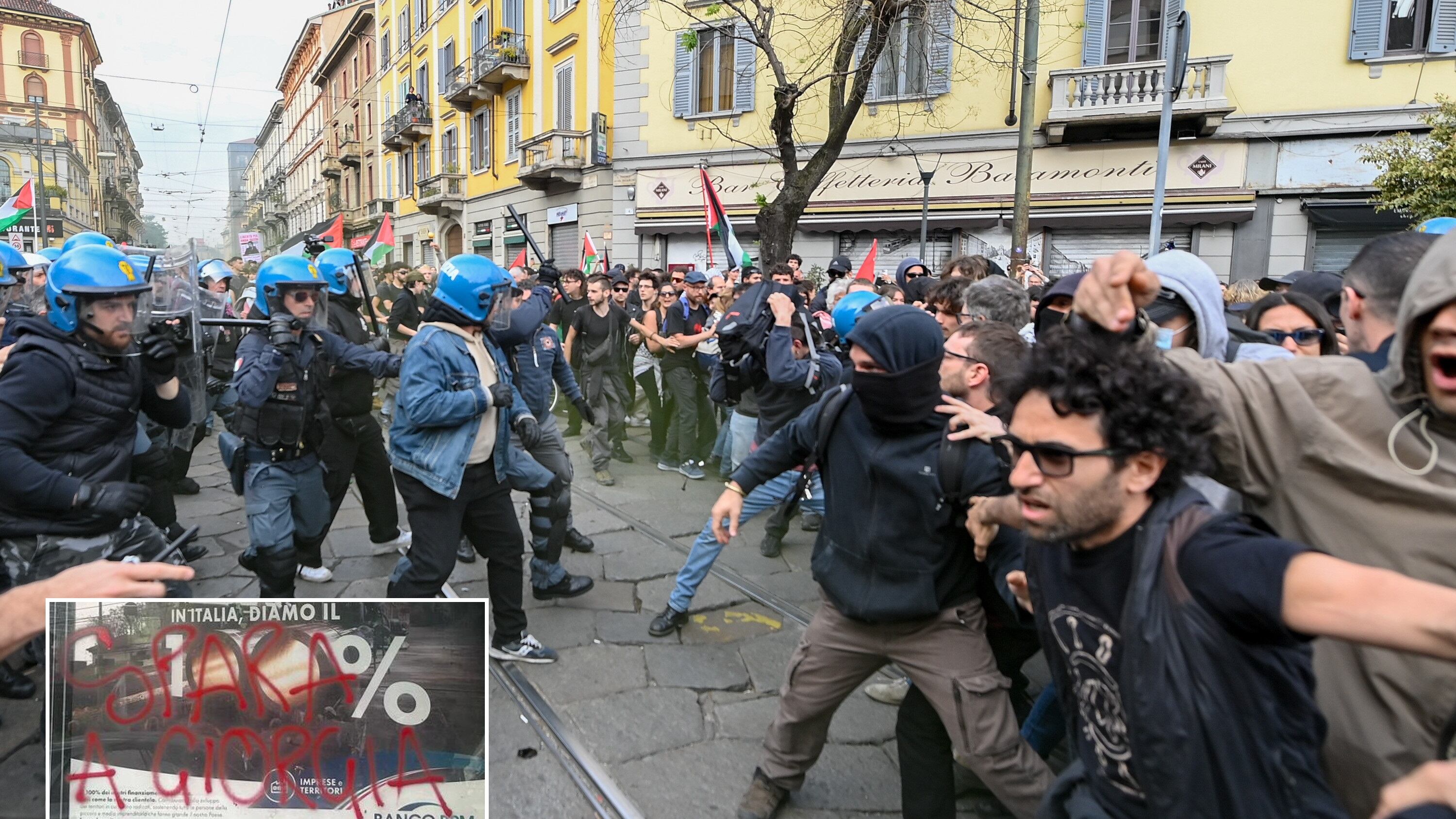 "Spara a Giorgia". Altro che pace, a Milano sfila l'odio anti Meloni e anti Israele
