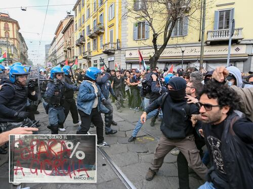 "Spara a Giorgia". Altro che pace, a Milano sfila l'odio anti Meloni e anti Israele