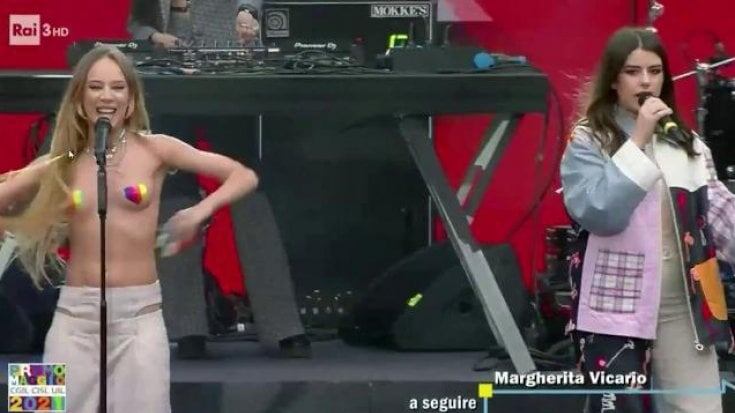 Il blitz al Concertone: c'è il topless di Chadia Rodriguez