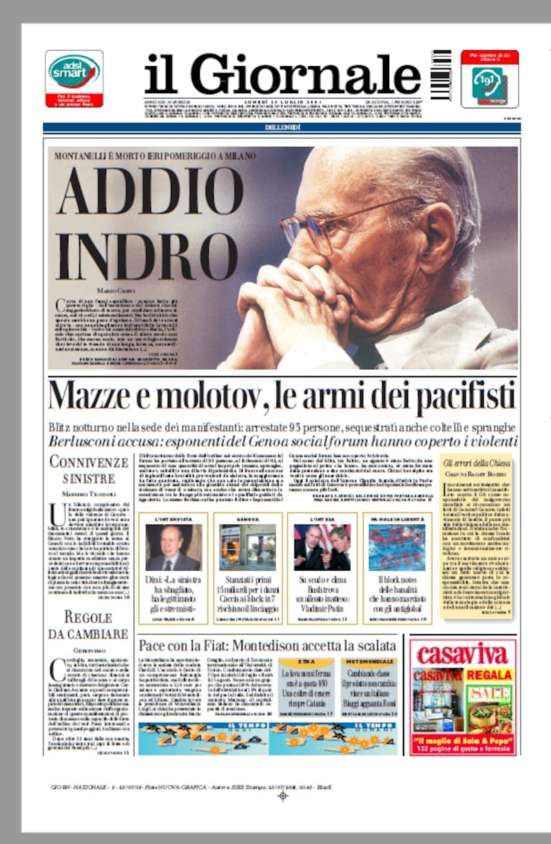 Copertina scomparsa Montanelli