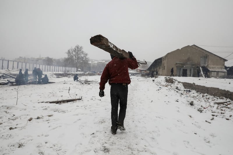 Migranti in fila nella neve a Belgrado 7