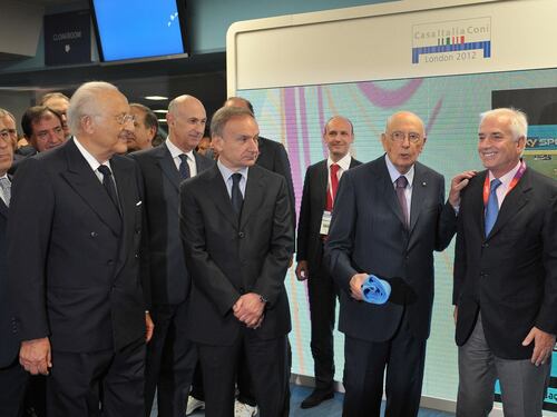 Giorgio Napolitano in visita a Casa Azzuri