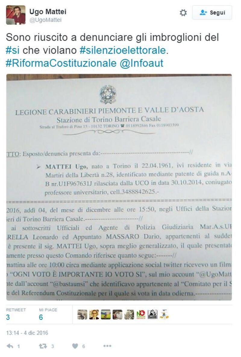 Denuncia contro il Pd