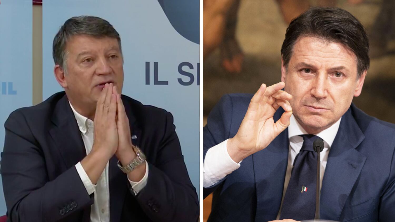 Conte in diretta a sua insaputa. E scoppia la lite col sindacalista