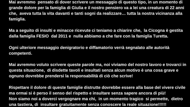 Messaggio del ristornate la Cicogna