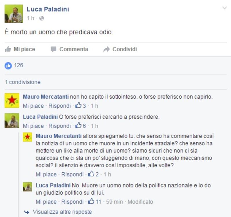 Il post di Luca Paladini