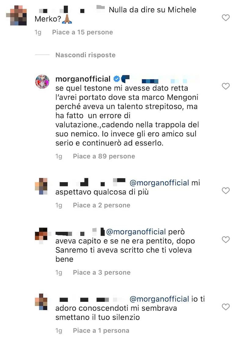 Morgan su Michele Merlo