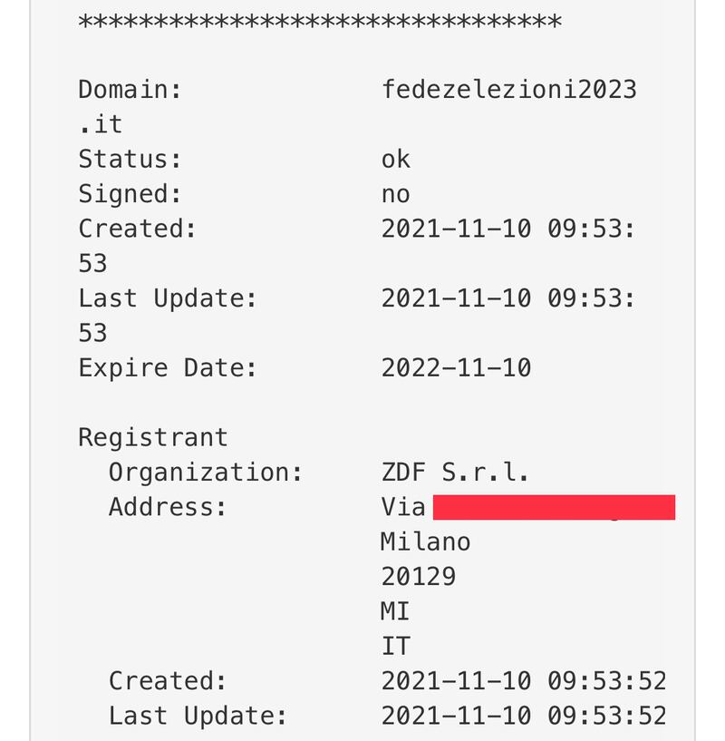 Registrazione dominio Fedez