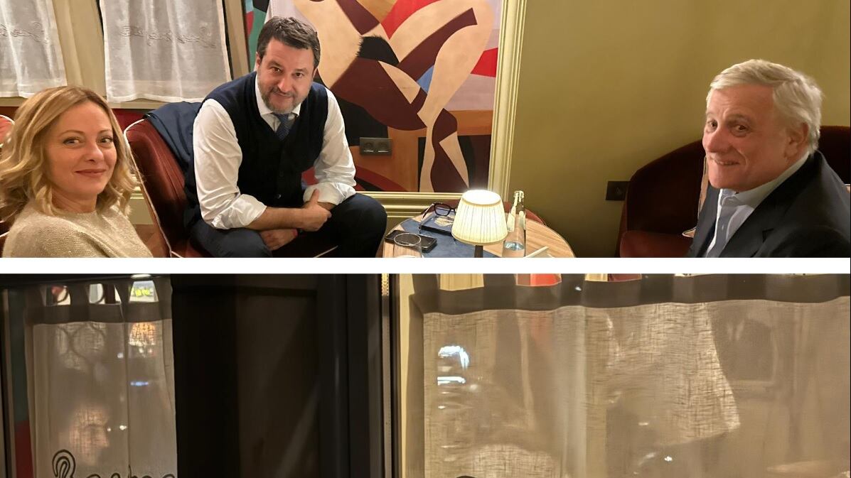 Spritz, birra e acqua "on the rocks". Il brindisi notturno di Meloni, Tajani e Salvini