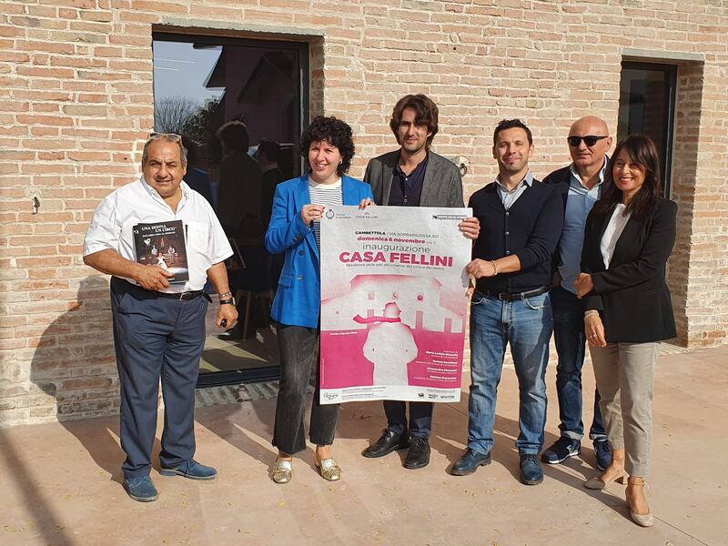 Un momento della conferenza stampa di presentazione di Casa Fellini