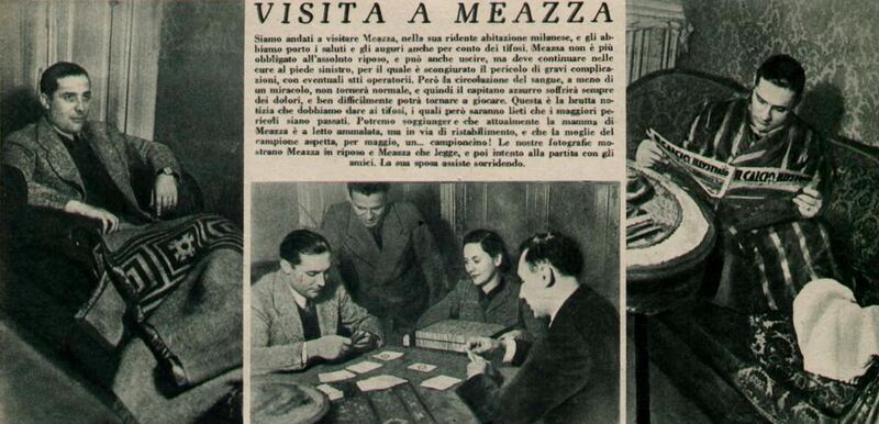 Meazza riceve visite mentre cura il piede